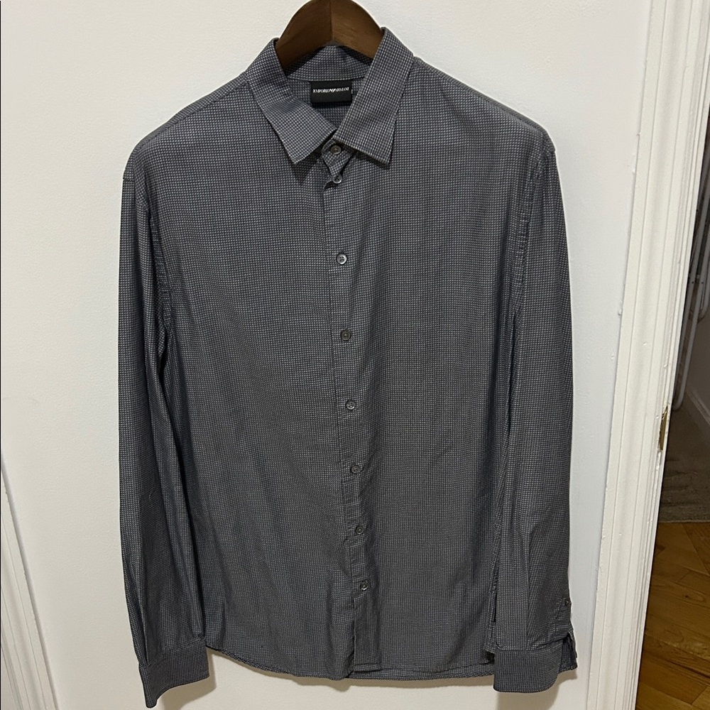 Emporio Armani Gray Casual Button Down Shirt Classic Design